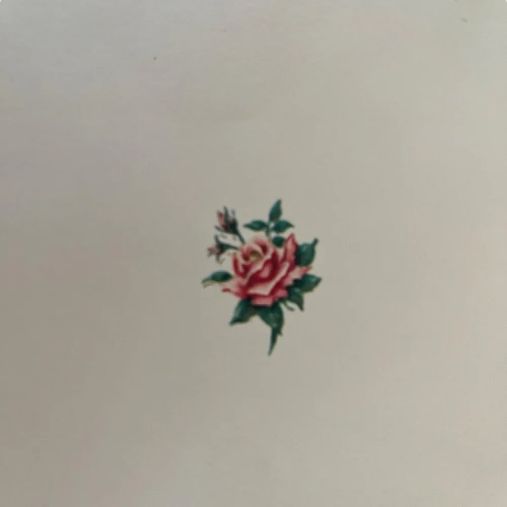 Unused Vintage 50s Thinking of You Card Fan and Roses Scalloped Friendship